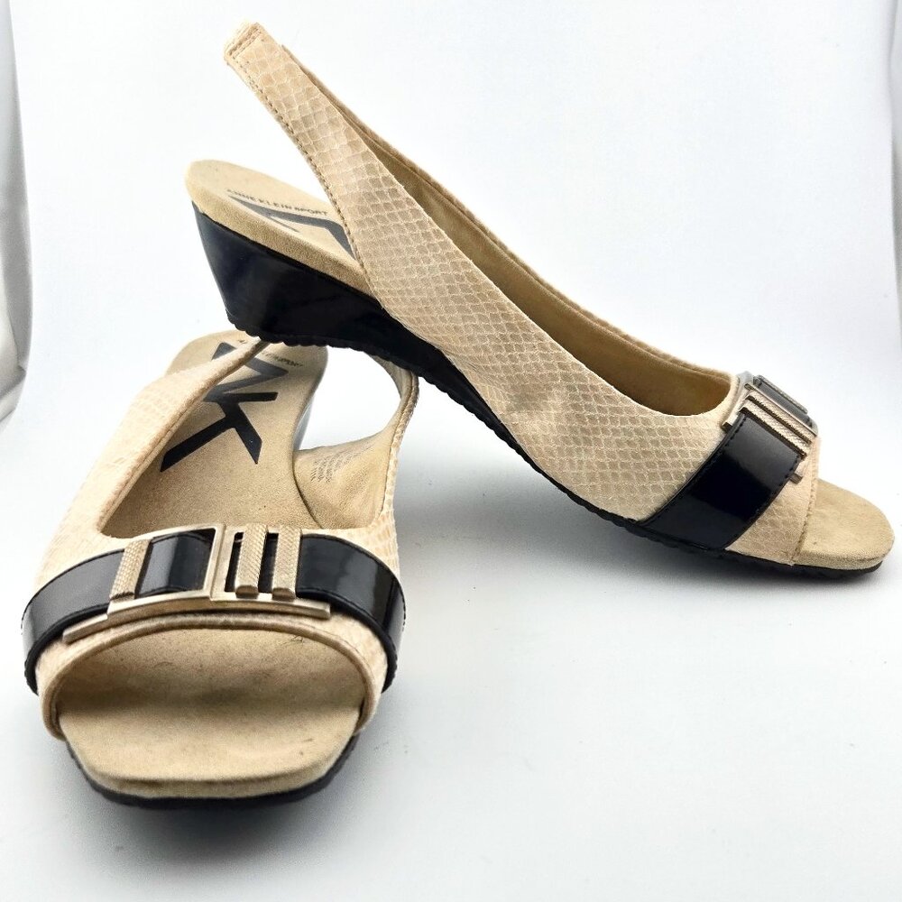 ✨ Anne Klein Sport Hooked Wedge Pumps | Ivory | Size 7.5M | Elegant Slingbacks